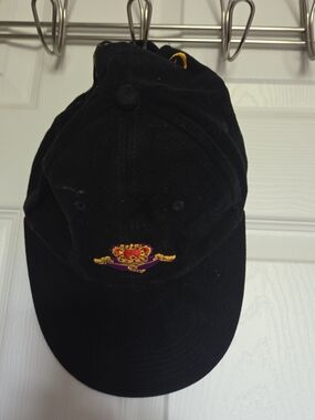 Vintage Crown Royal Black Hat with Gold & Purple Embroidered Crest
